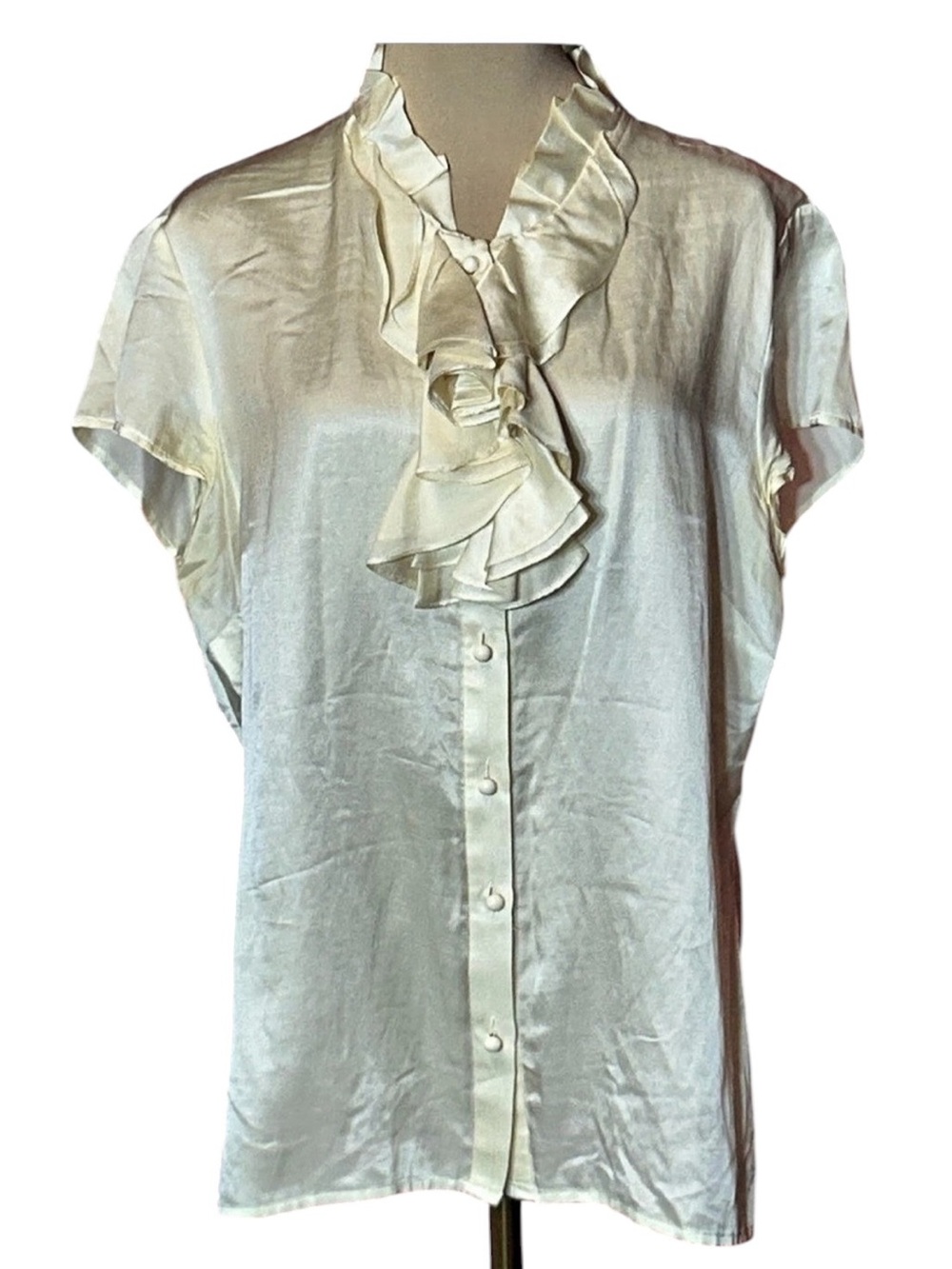 Talbots Cream Ruffle Blouse Size 14
